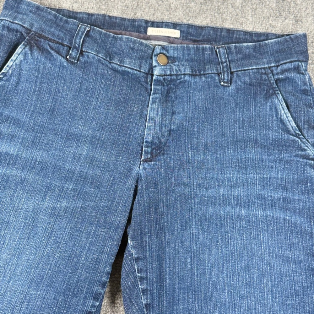 Eileen Fisher Denim Pants Stretch Classic Organic Cotton Blue Jeans 12 Normcore